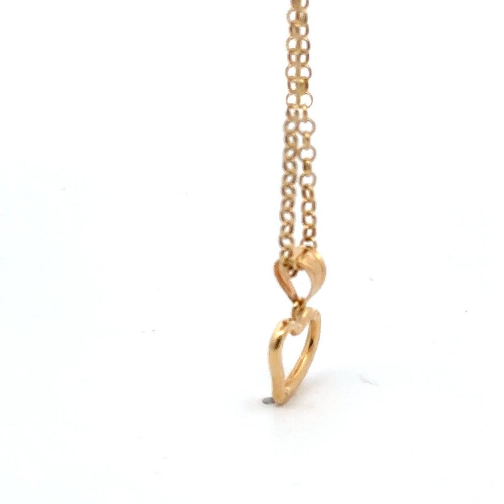 18K Gold Bracelet Rolo Chain Open Heart Charm 8 inches - Picture 3 of 9